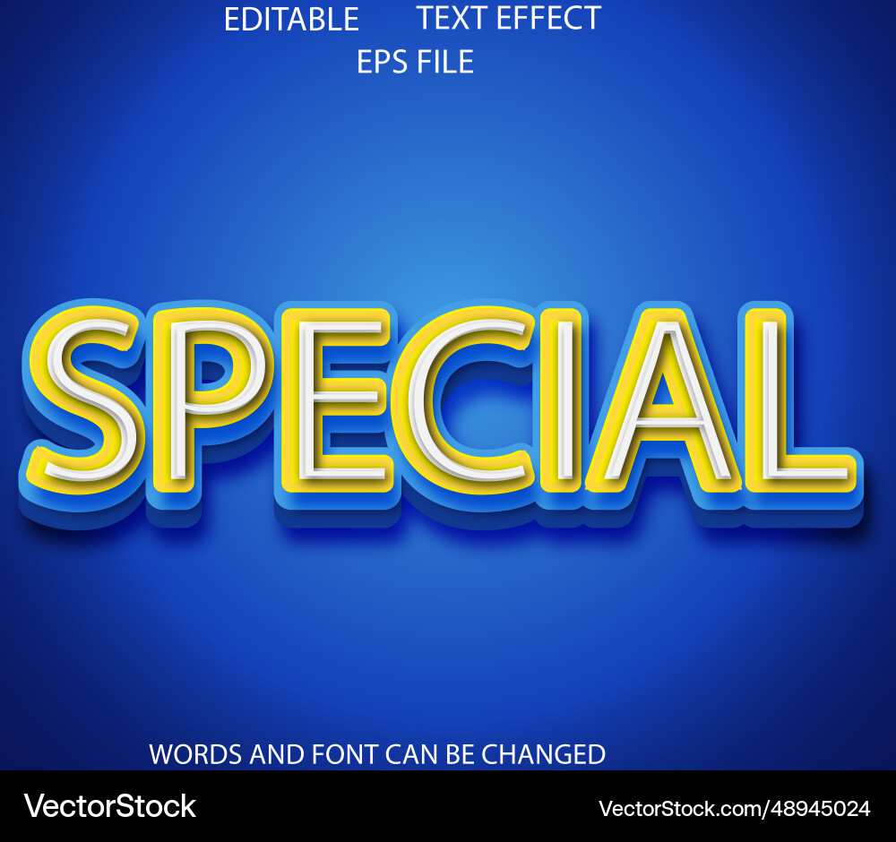 Special text effect font editable typography 3d vector image