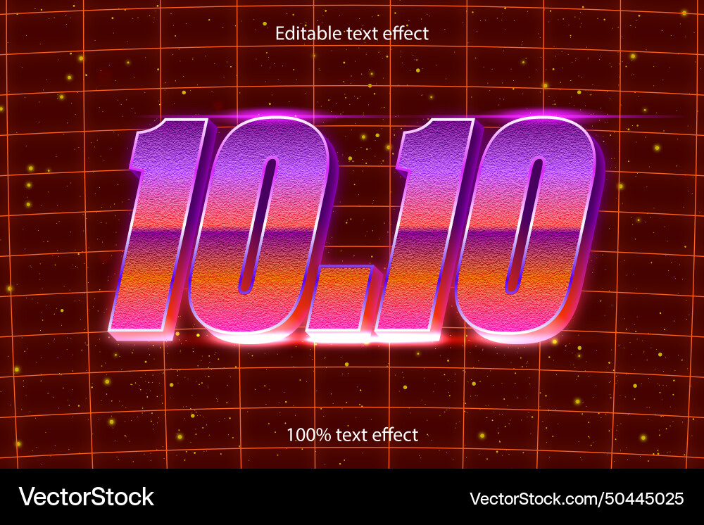 1010 editable text effect retro style 1010 editable text effect retro style Vector Image