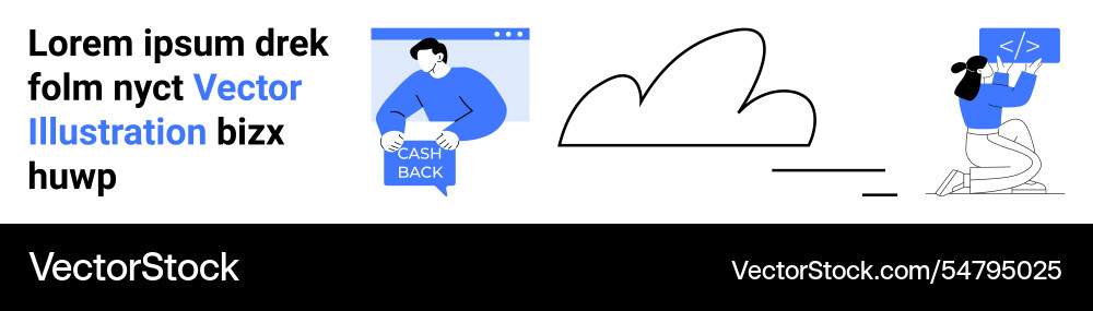 Cloud computing concepts with coding and cash back Cloud computing concepts with coding and cash back vector image