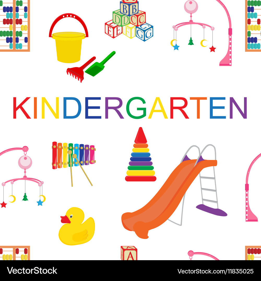 Colorful Kindergarten Pattern Vector Image