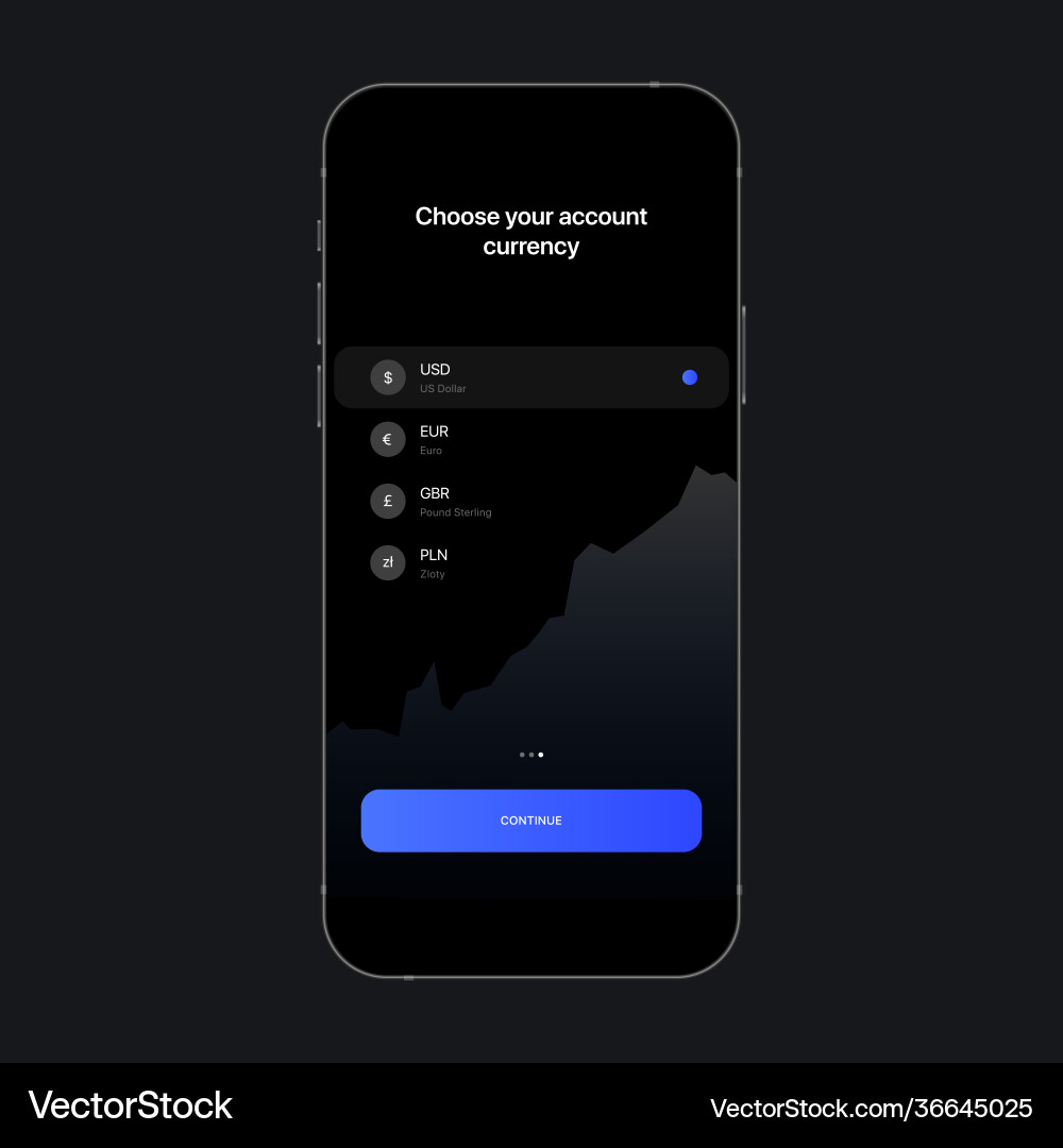 Currency selection ui screen concept banking app Vector Image