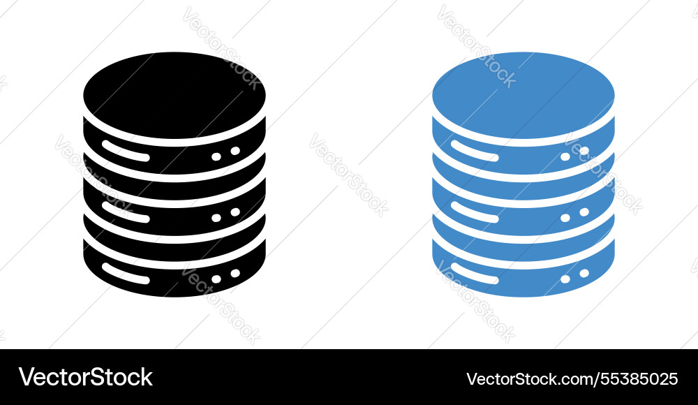 Database icons pack in black and colored version vector image