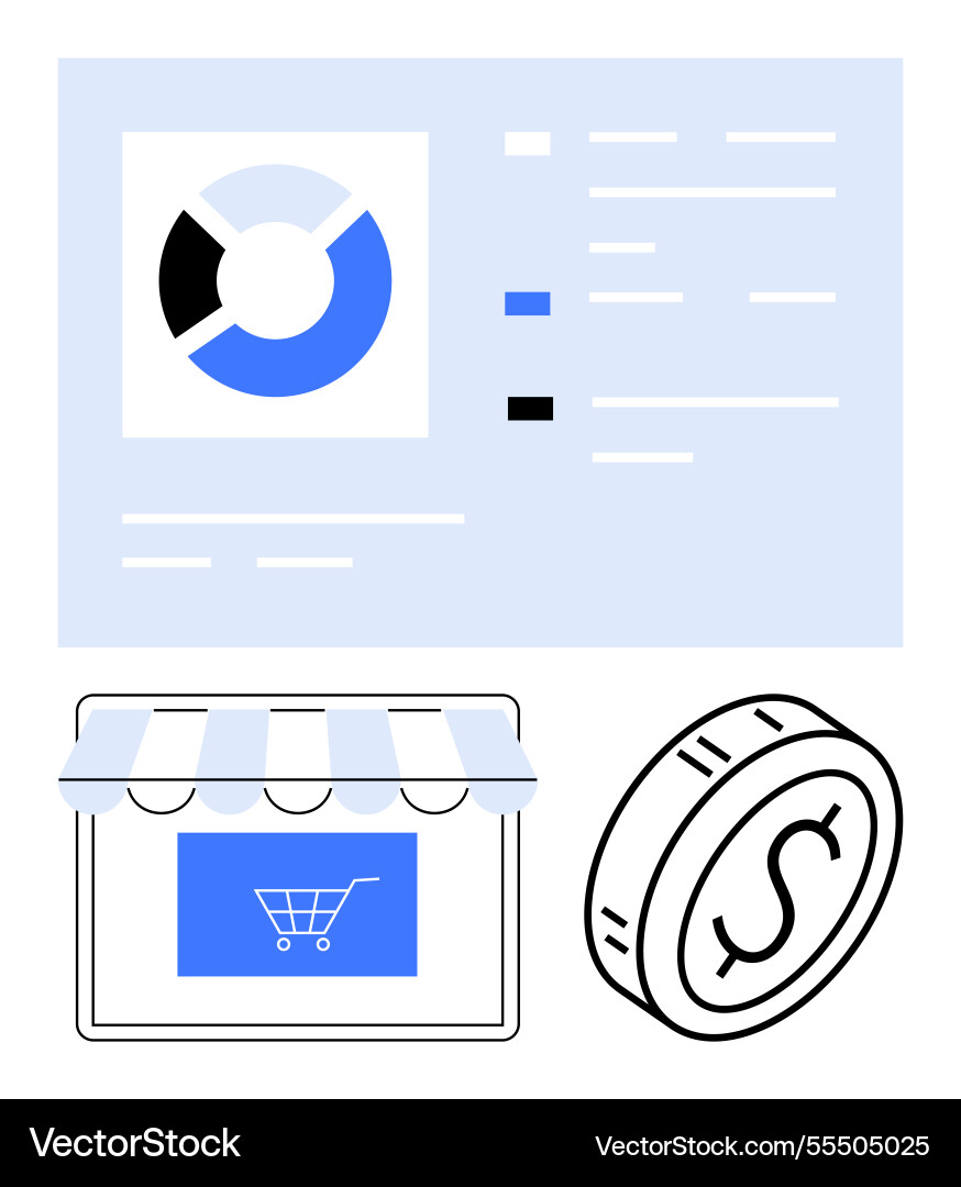Ecommerce dashboard with pie chart analysis Vector Image