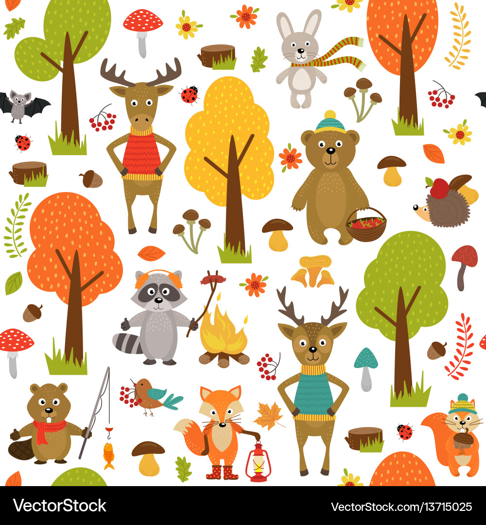 Forest Animal Pattern vector image