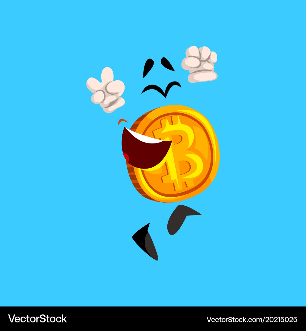 Funny happy bitcoin character having fun crypto – Royalty-Free Vector |  VectorStock