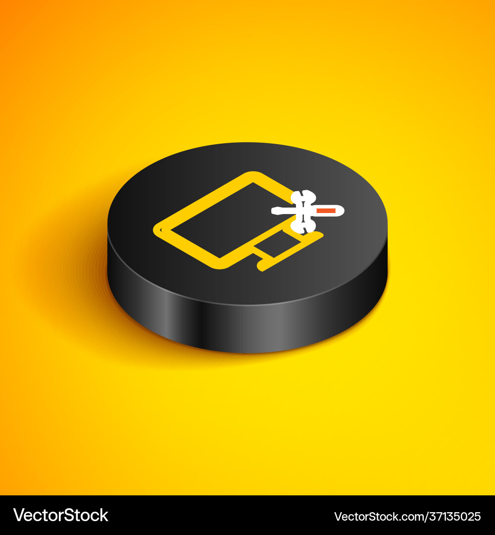 Isometric line computer monitor with screwdriver Isometric line computer monitor with screwdriver vector image
