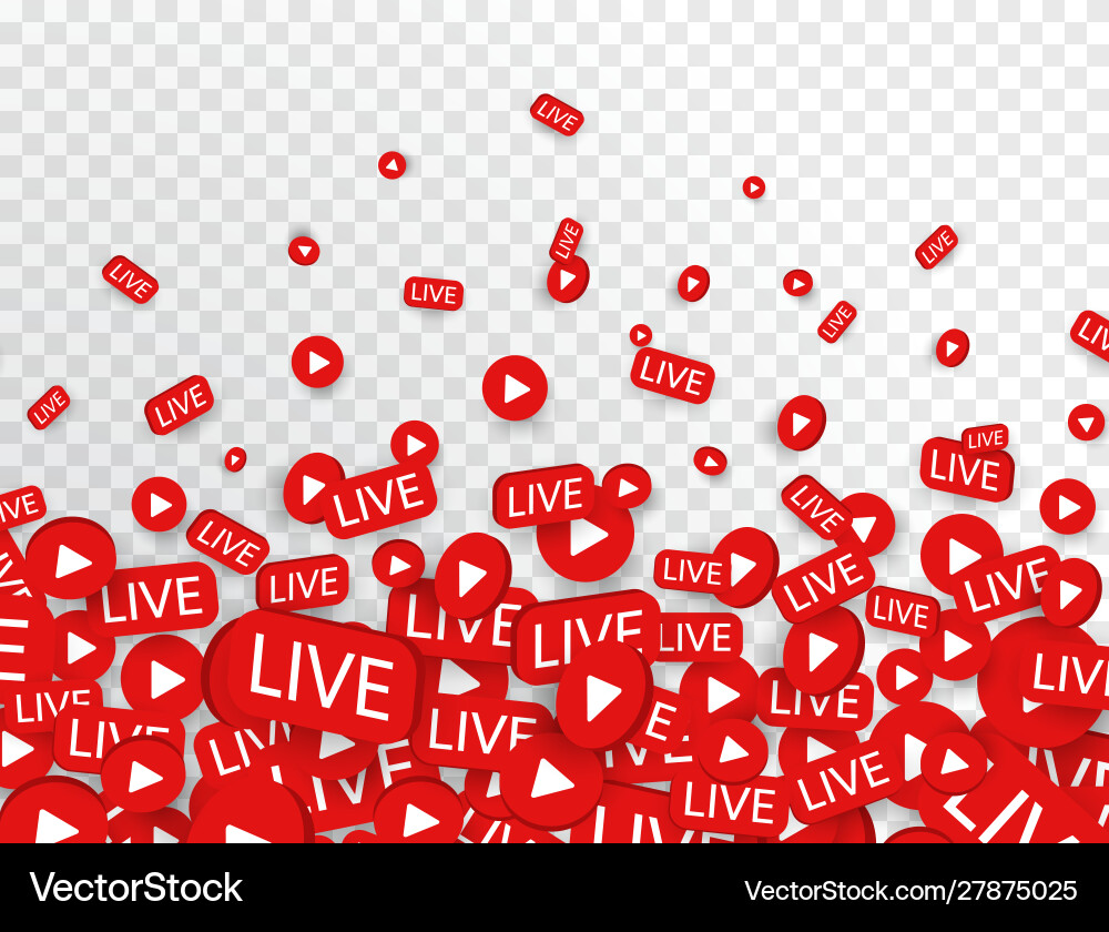 Live stream background with play buttons and Live stream background with play buttons and vector image