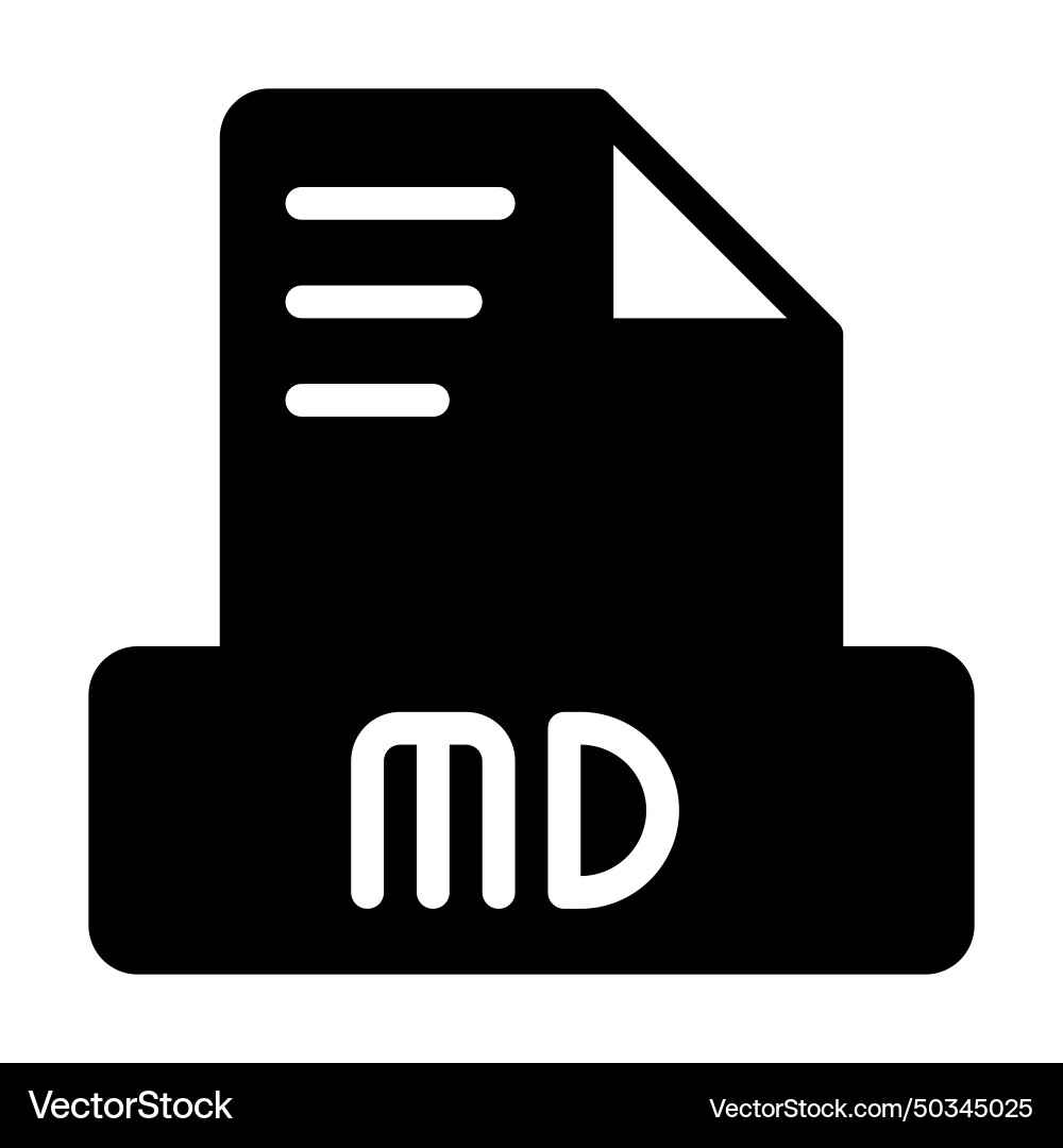 Md file icon simple design solid style document Vector Image