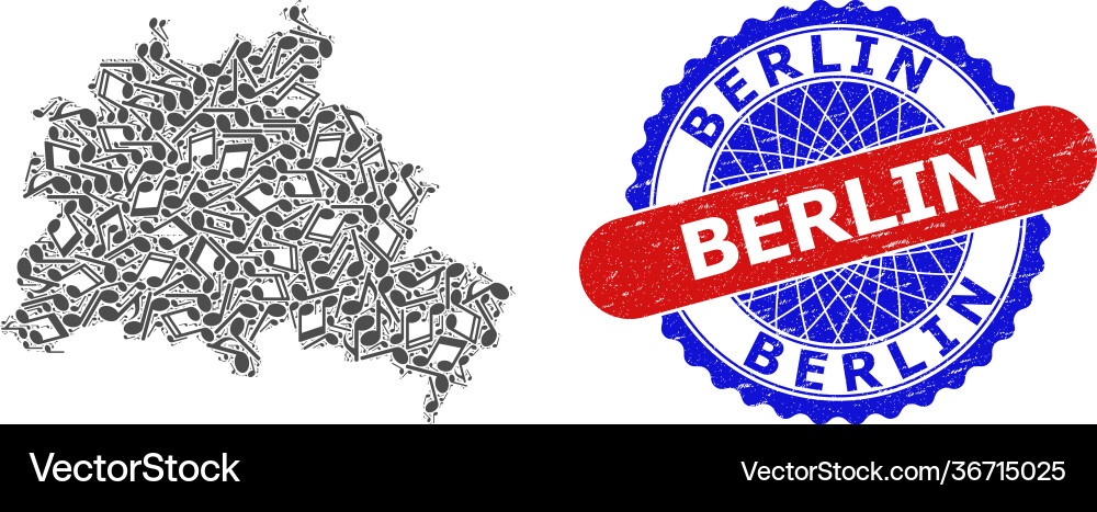 Music notation pattern for berlin city map Vector Image