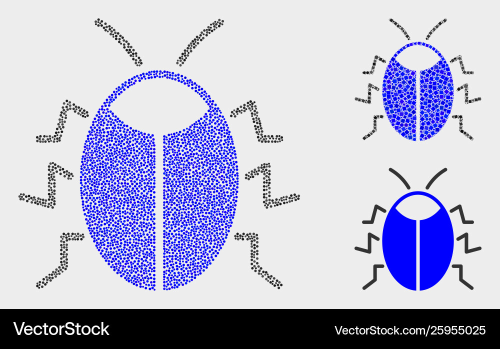 Pixelated bug icons Pixelated bug icons vector image