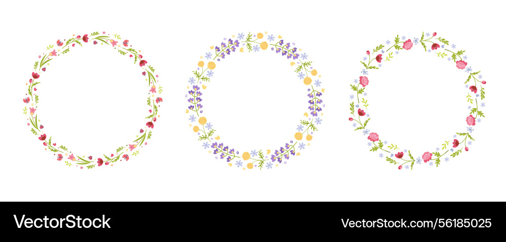 Round flower frames with different patterns Round flower frames with different patterns vector image