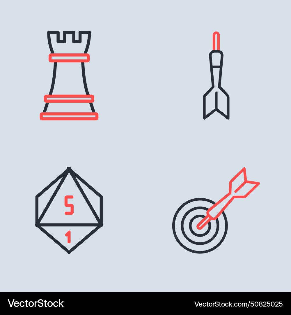 Set line dart arrow game dice classic board Set line dart arrow game dice classic board Vector Image