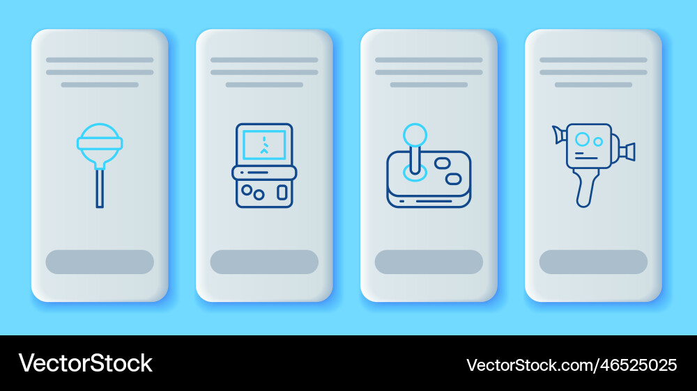 Set line tetris joystick lollipop and retro Vector Image