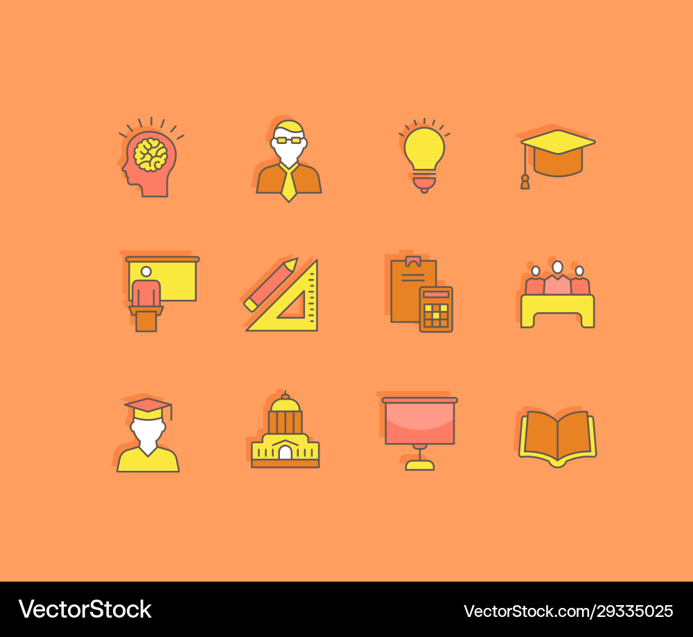 Set simple line icons university Set simple line icons university vector image
