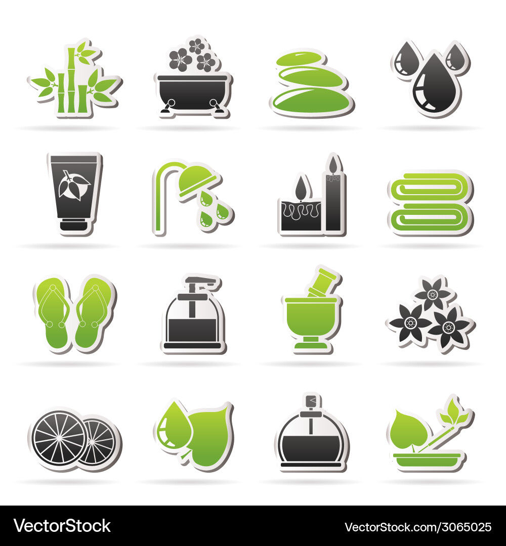 Spa and relax objects icons vector image