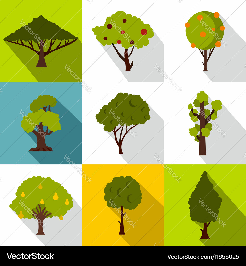 Tree Icon Set - 9 Types vector image