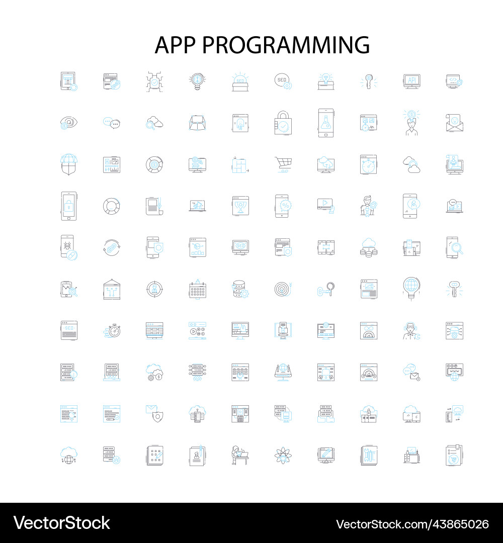 App programming icons signs outline symbols Vector Image