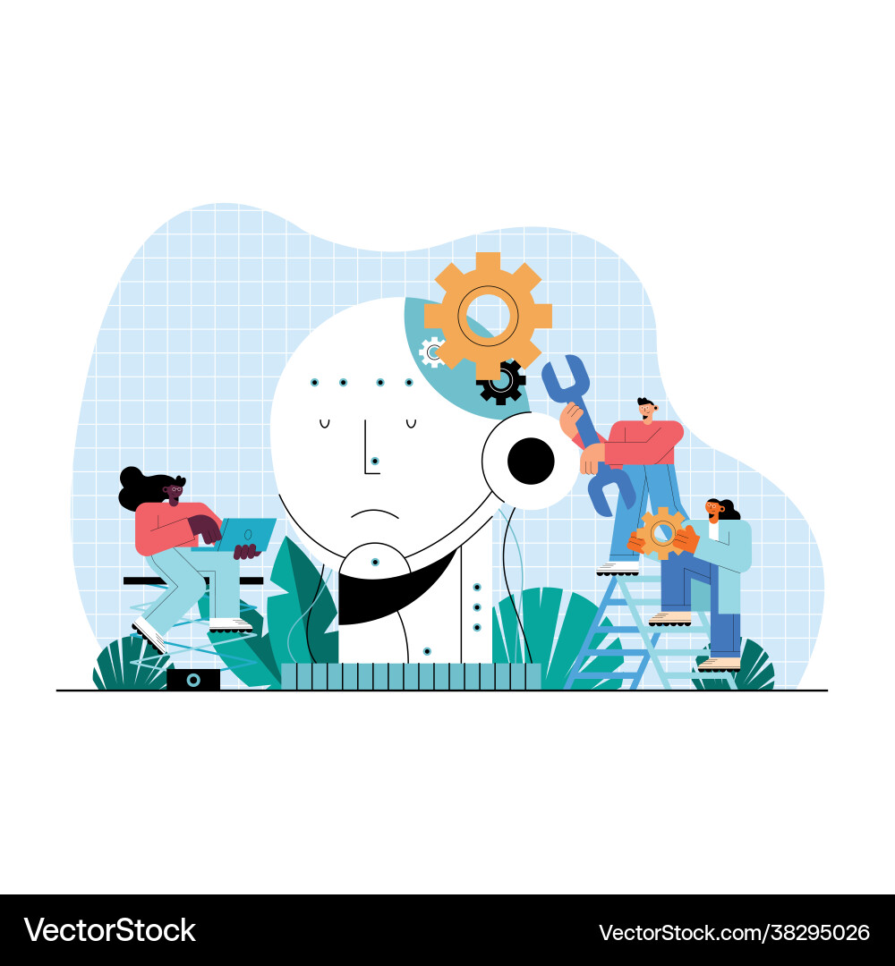 Artificial intelligence users characters vector image