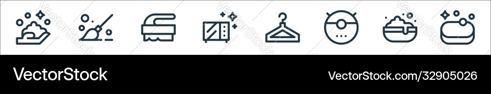 Cleaning line icons linear set quality Cleaning line icons linear set quality Vector Image