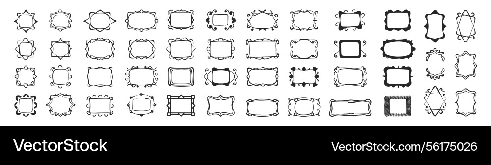 Hand drawn line border frame design Vector Image