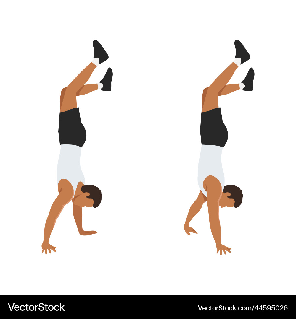 Man doing handstand walks or hand walking exercise Man doing handstand walks or hand walking exercise vector image