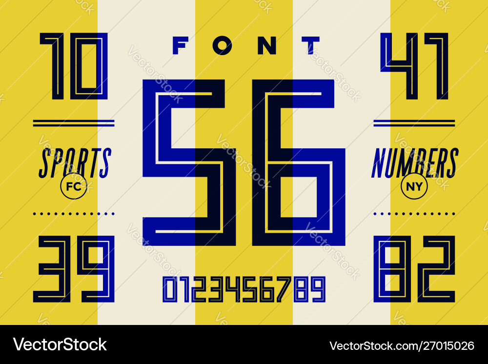 Numbers font sport with and numeric Numbers font sport with and numeric vector image