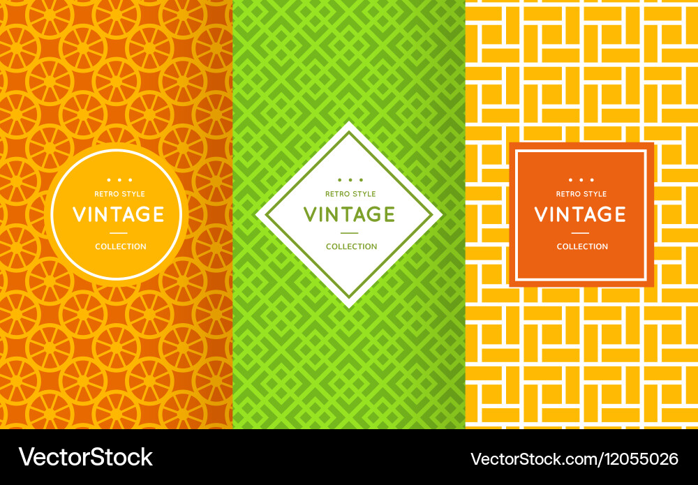 Retro different seamless patterns vector image