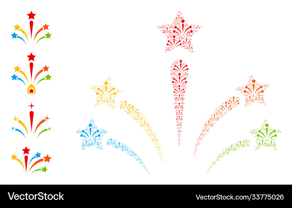 Salute star fireworks recursion mosaic self Salute star fireworks recursion mosaic self Vector Image