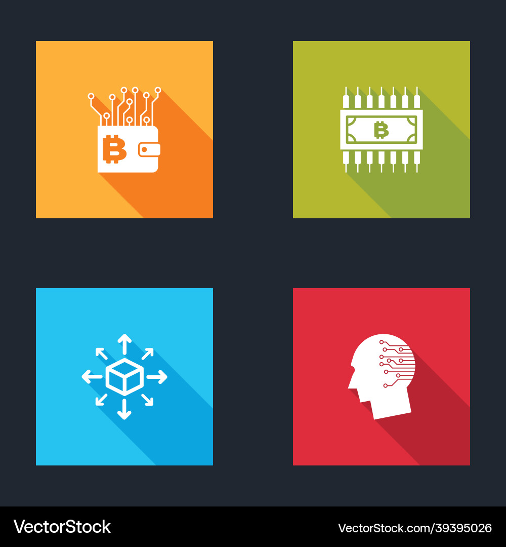 Set cryptocurrency wallet bitcoin with circuit Set cryptocurrency wallet bitcoin with circuit vector image
