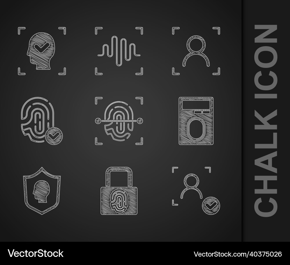 Set fingerprint with lock face recognition user Set fingerprint with lock face recognition user vector image