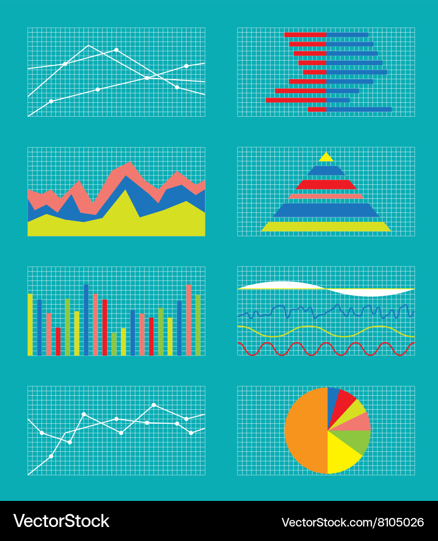 Set of graphs and charts data statistic vector image