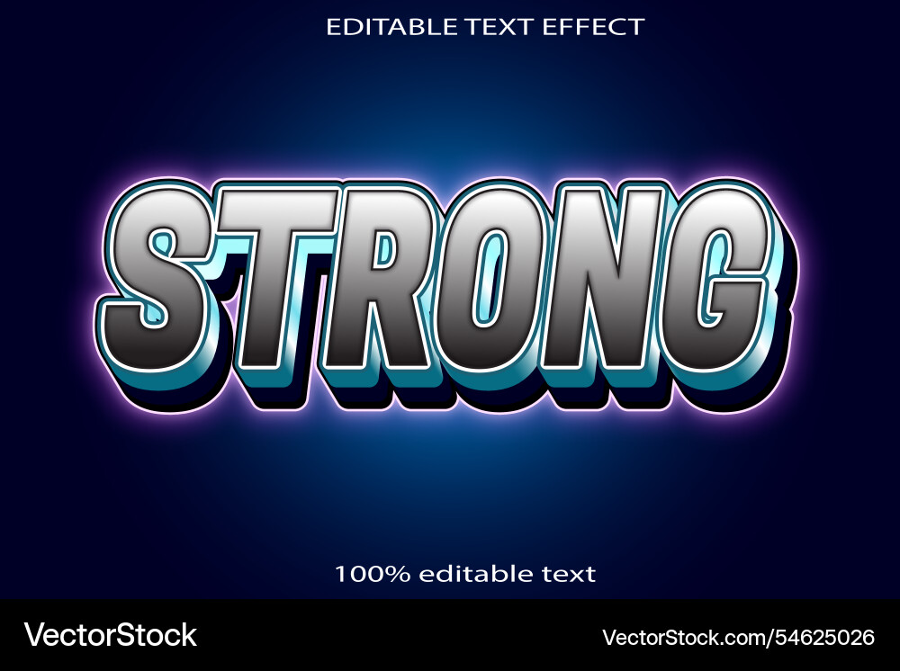 Strong editable text effect 3d emboss elegant Strong editable text effect 3d emboss elegant vector image