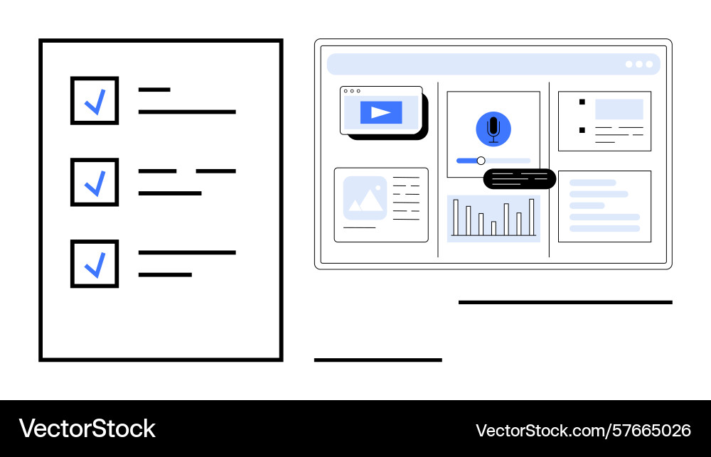 Task checklist and dashboard with data Task checklist and dashboard with data vector image