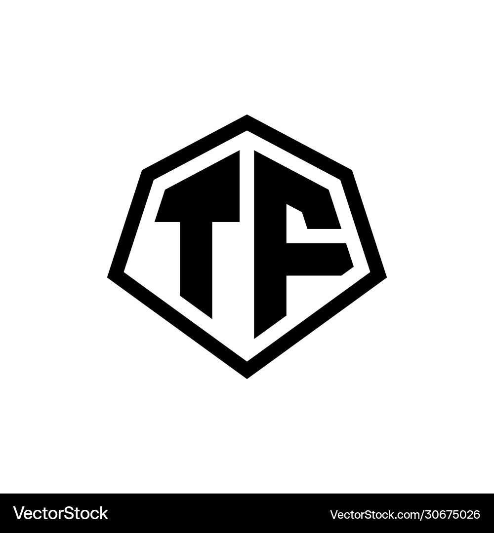 Tf monogram logo with hexagon shape and line Tf monogram logo with hexagon shape and line Vector Image