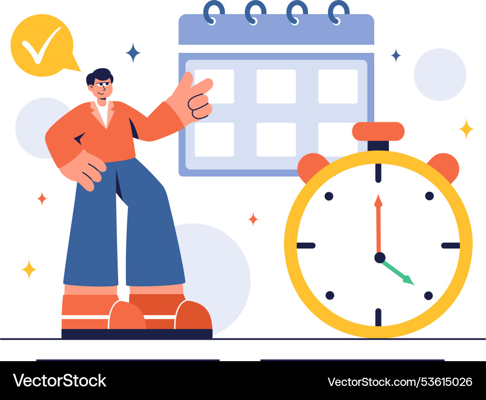 Time management with clock settings task planning Time management with clock settings task planning vector image