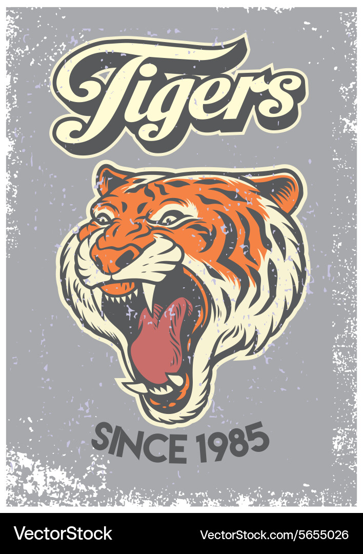 Vintage Tiger Poster Royalty Free Vector Image