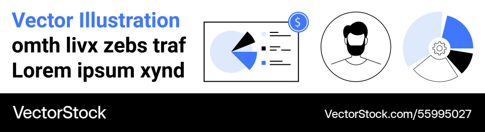 Business analytics user profile and pie chart Vector Image