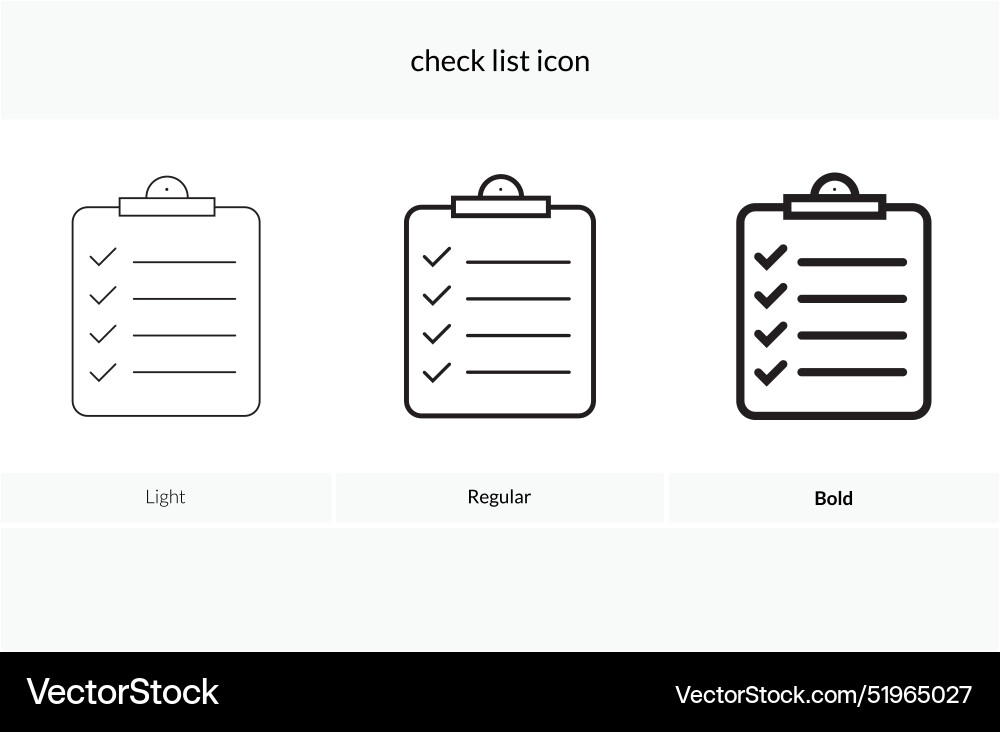 Check list icon light regular and bold style vector image