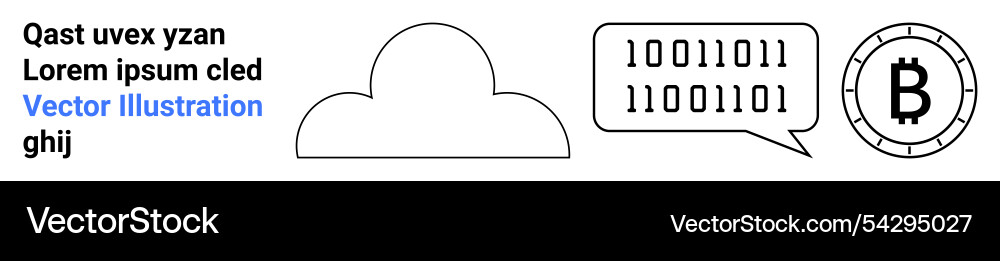 Cloud computing binary code and cryptocurrency Cloud computing binary code and cryptocurrency vector image