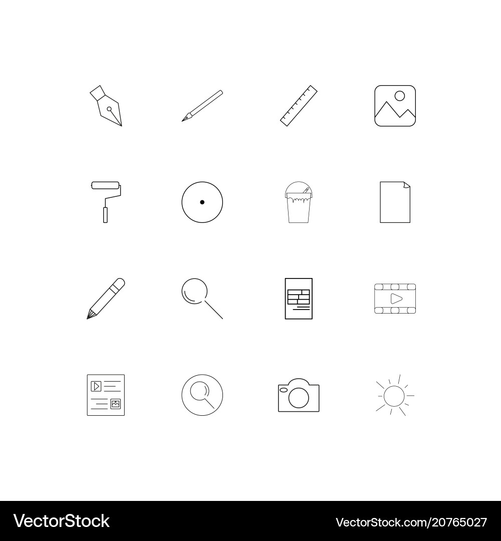 Creative process and design linear thin icons set Vector Image