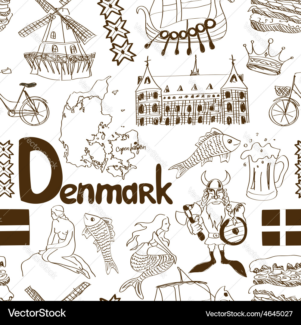 Denmark Sketch Pattern vector image