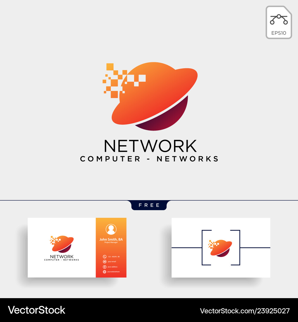 Digital globe network logo template icon element vector image