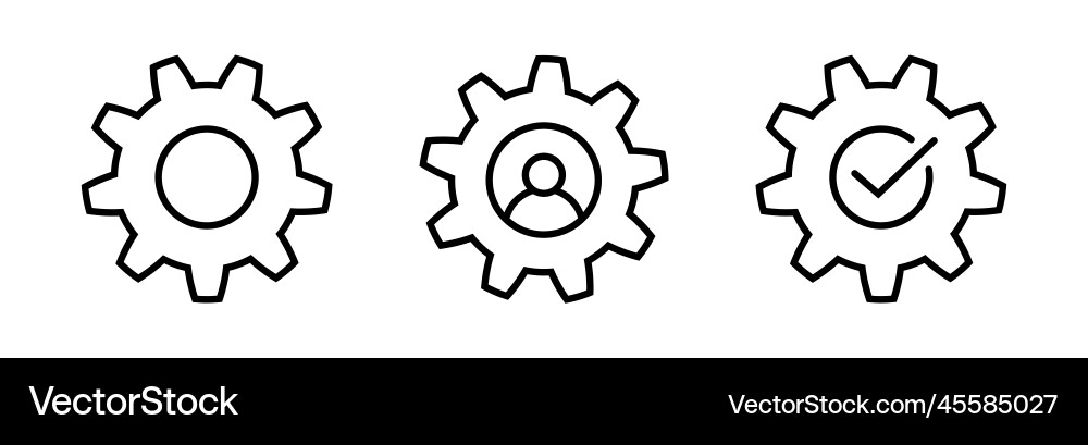 Man and cog gear with check line icon set in flat Man and cog gear with check line icon set in flat Vector Image