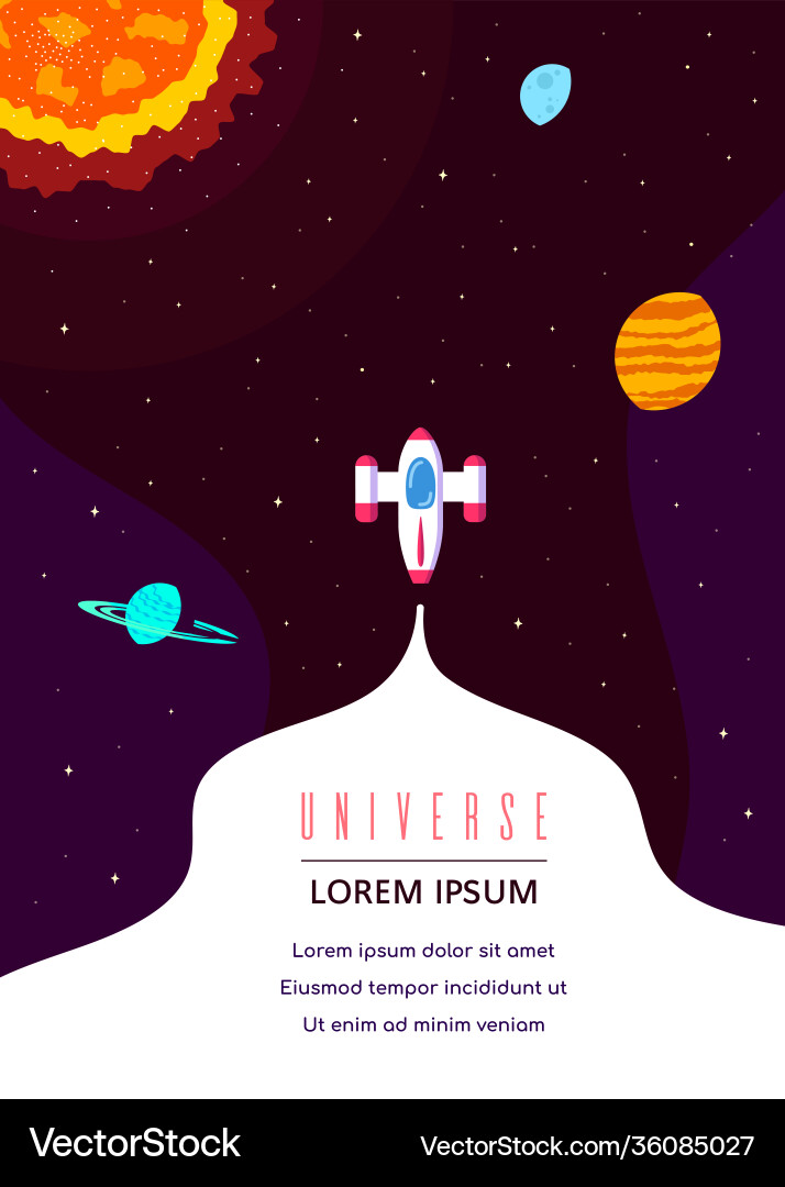 Outer space concept banner template in flat style Outer space concept banner template in flat style Vector Image