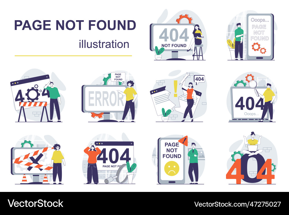 Page not found concept with character situations Vector Image