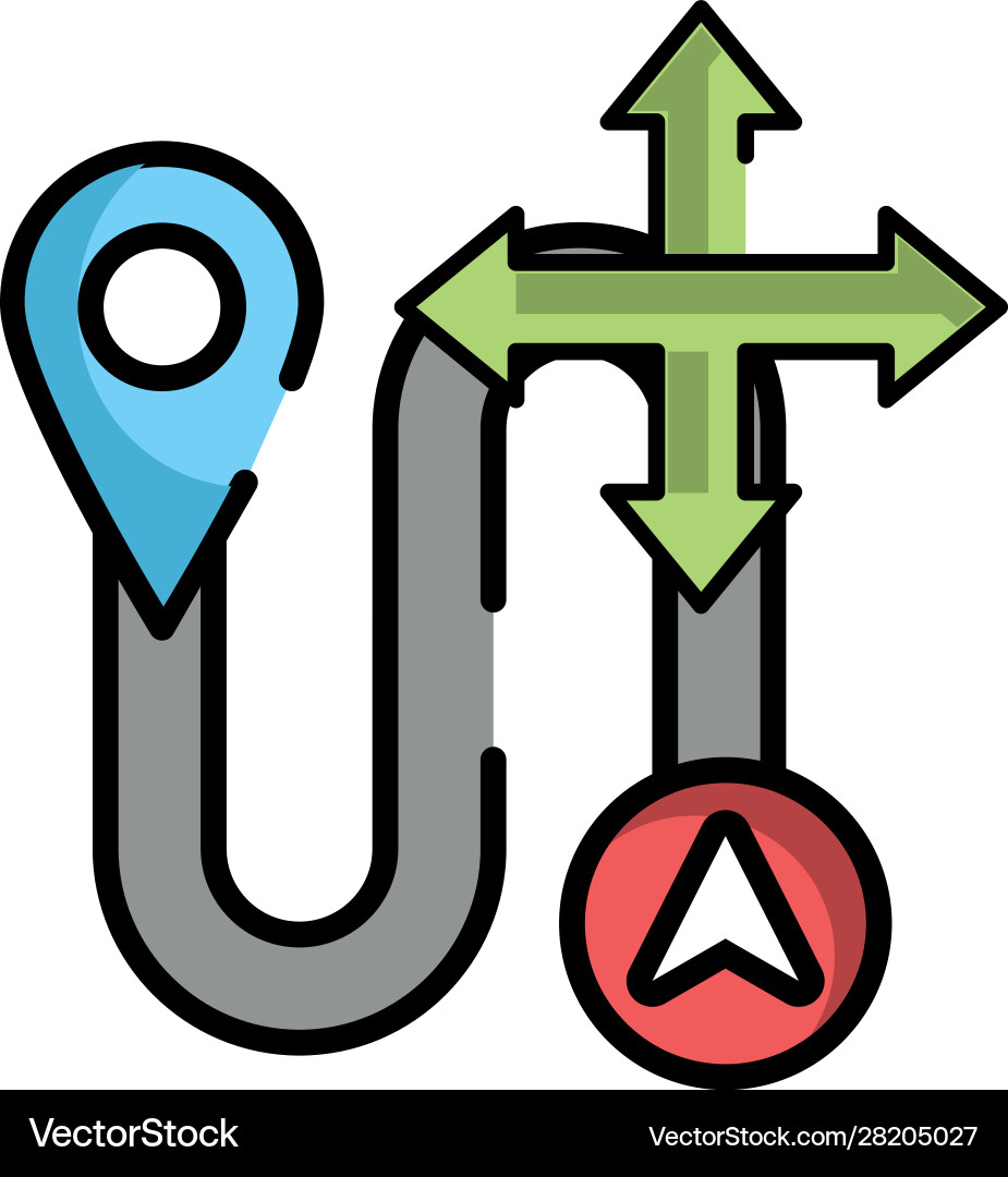Pin pointer location guide with road Vector Image