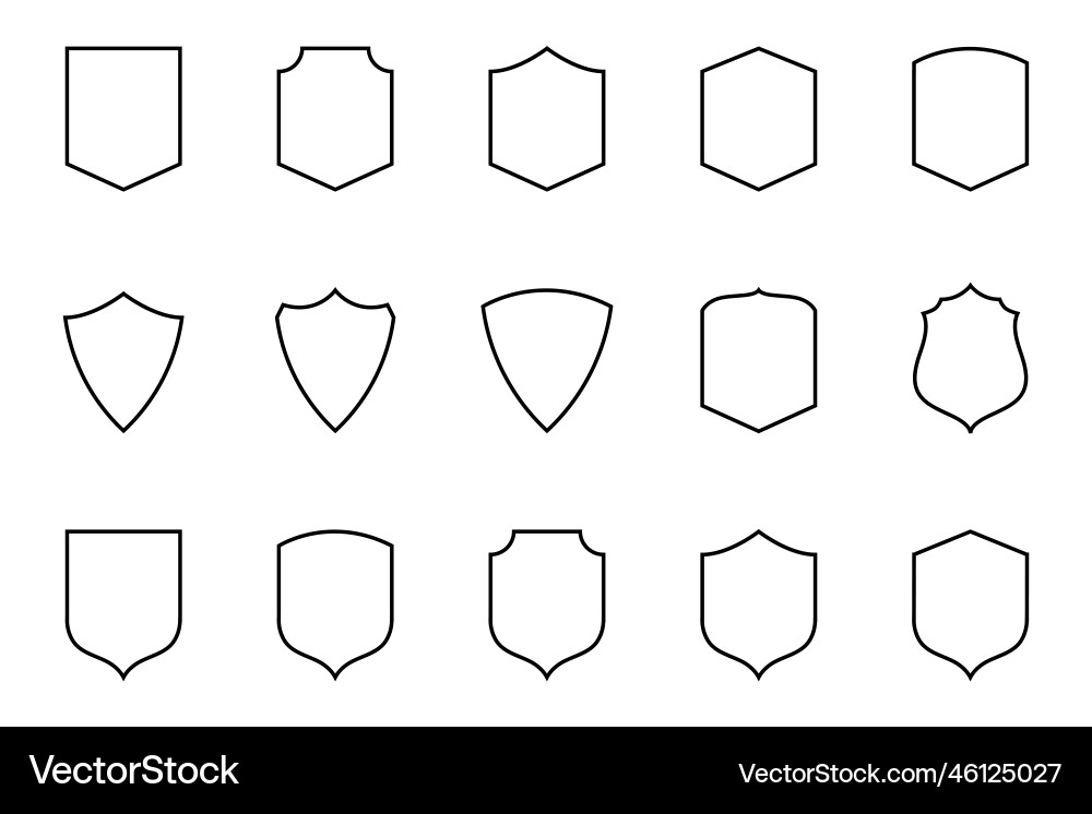 Set of outline security shields secure Vector Image