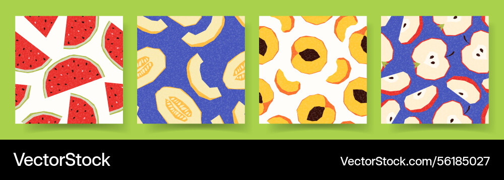 Set of seamless patterns with fruit Set of seamless patterns with fruit vector image