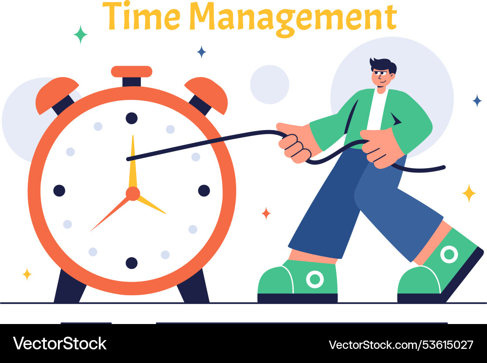 Time management with clock settings task planning Time management with clock settings task planning vector image