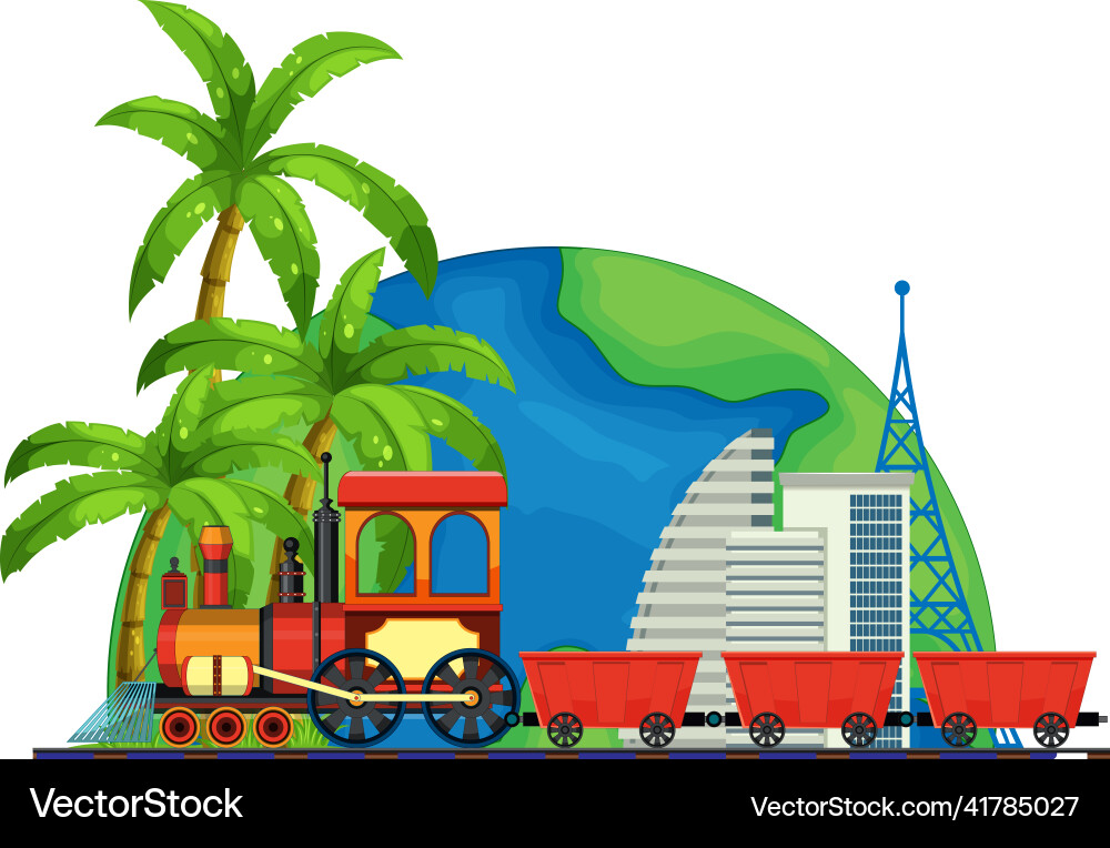Train with natural scene Royalty Free Vector Image